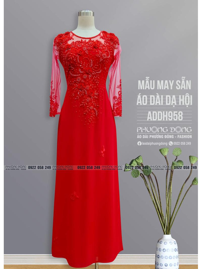 Áo Dài Dạ Hội Kết Ren Cườm Cao Cấp ADDH958